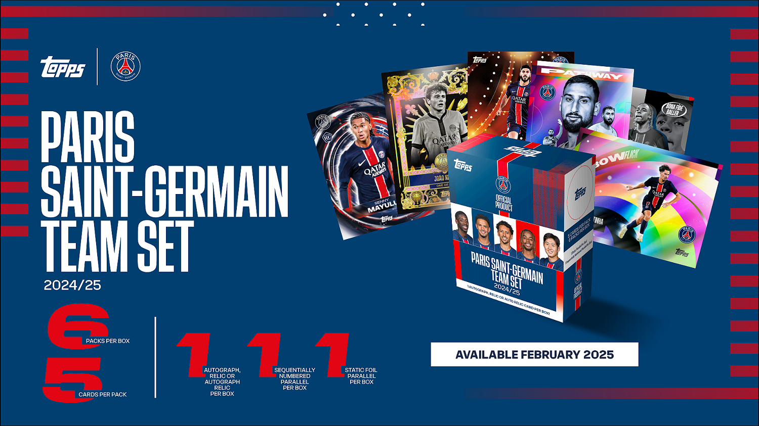 Topps Paris Saint-Germain Fan Set 2024/25 – 28 Cartes, Boîte Neuve